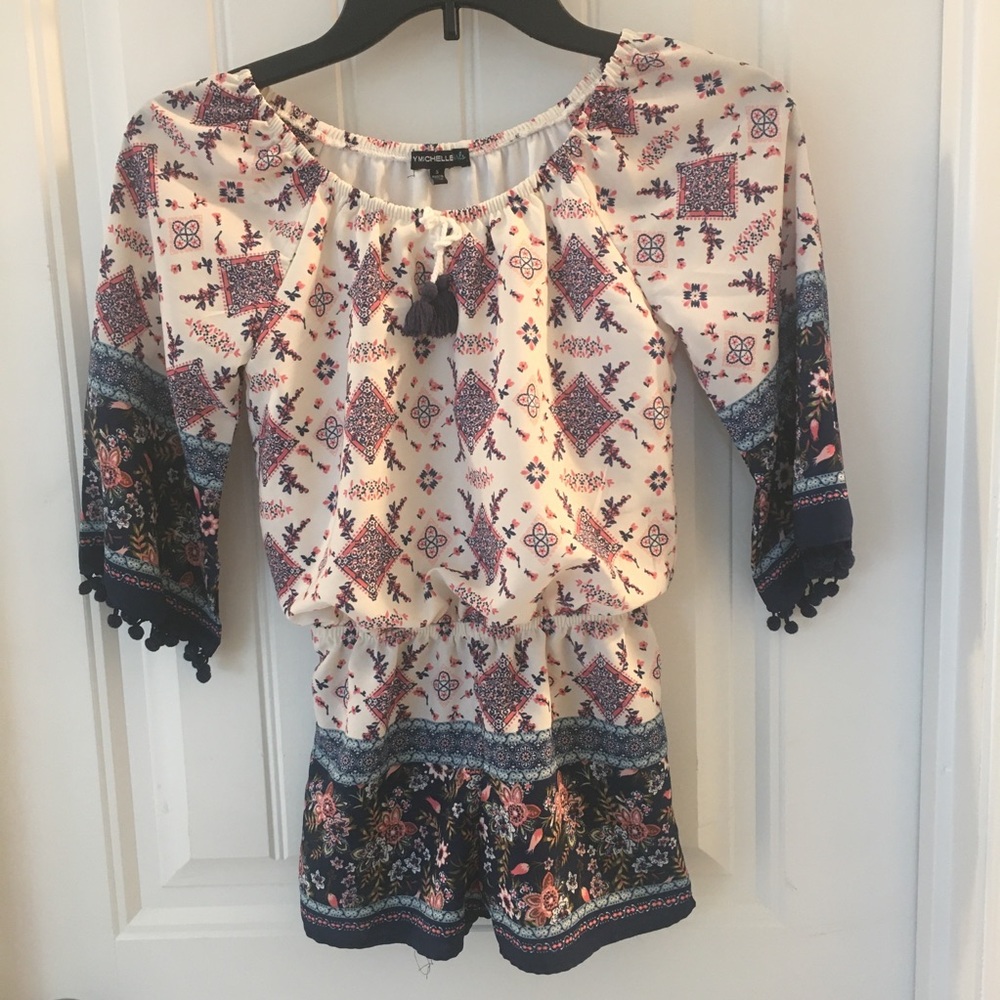 My Michelle Girls Floral Shorts Romper Size small